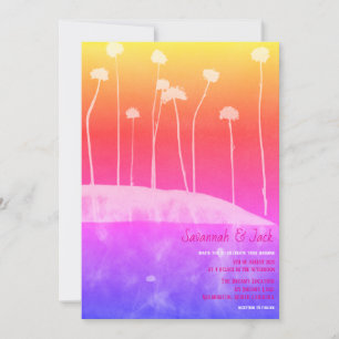 Wild Pink Colourful Unique Wedding Invitation