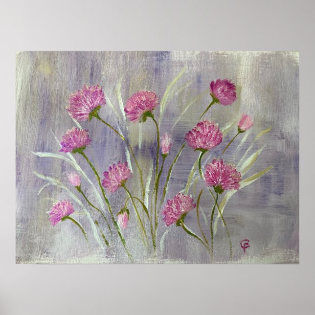 Wild Pink Flowers Poster (Front)