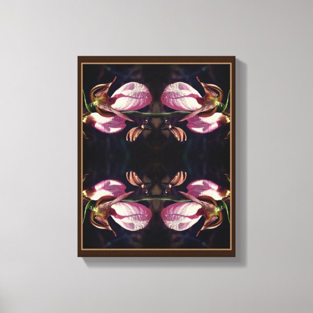 Wild Pink Lady Slipper Orchid Pair Abstract Canvas Print (Front)