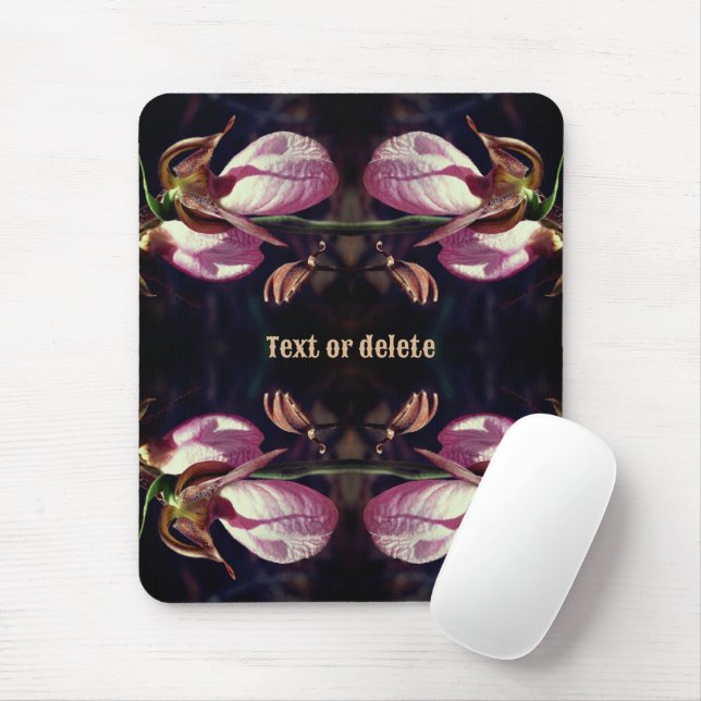 Wild Pink Lady Slipper Orchid Pair Personalised Mouse Mat (With Mouse)