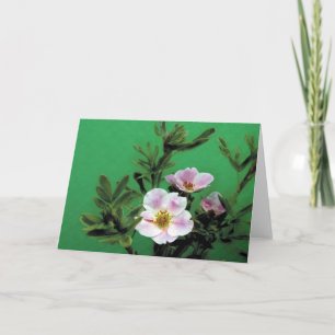 wild pink rose flowers in green, Elegant Card