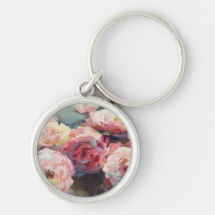 Wild Pink Roses Key Ring