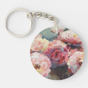 Wild Pink Roses Key Ring