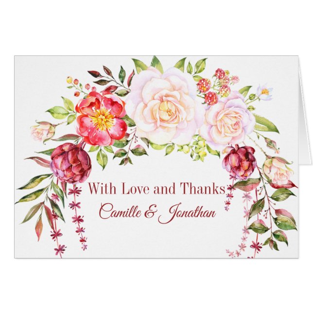 Wild Pink Roses Matching Greenery Thank You (Front Horizontal)