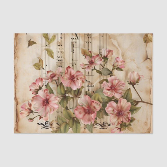 Wild pink roses vintage style music sheet (Front)