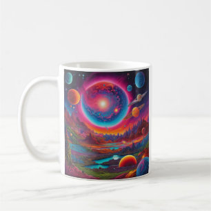 Wild planets psychedelic art coffee mug