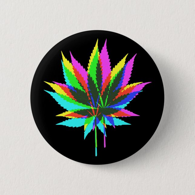 Wild Plant Leafs - neon coloured + your ideas 6 Cm Round Badge (Front)