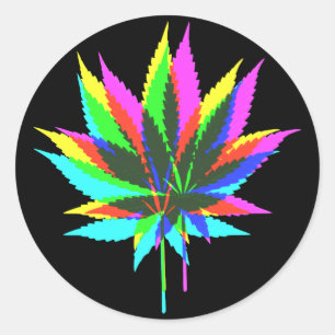 Wild Plant Leafs - neon coloured + your ideas Classic Round Sticker