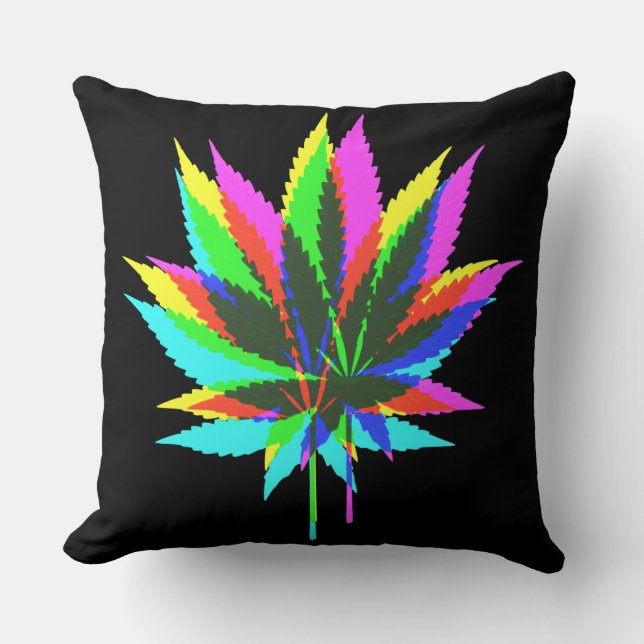 Wild Plant Leafs - neon coloured + your ideas Cushion (Front)