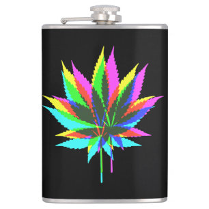Wild Plant Leafs - neon coloured + your ideas Hip Flask