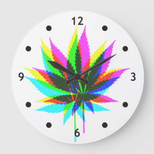 Wild Plant Leafs - neon coloured + your ideas Large Clock