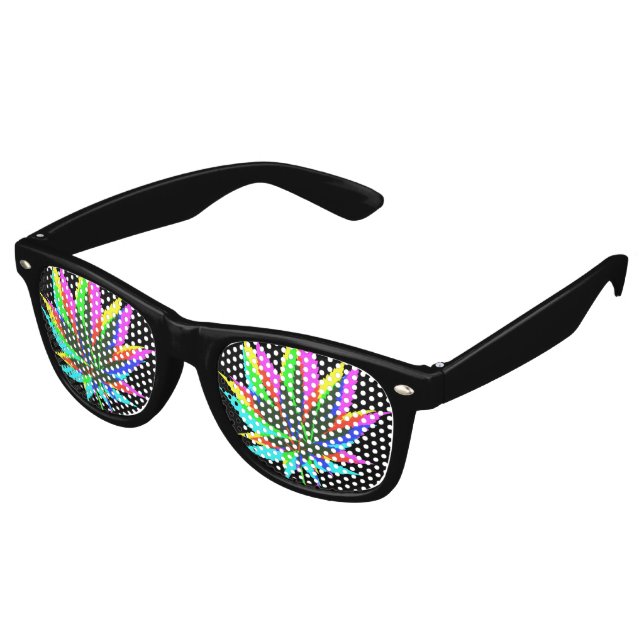 Wild Plant Leafs - neon coloured + your ideas Retro Sunglasses (Angled)
