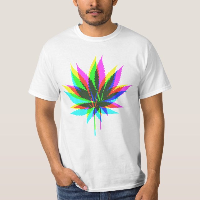 Wild Plant Leafs - neon coloured + your ideas T-Shirt (Front)