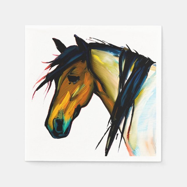 Wild Pony | Watercolor Horse Napkin (Front)