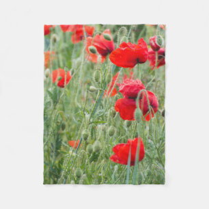 Wild poppies fleece blanket