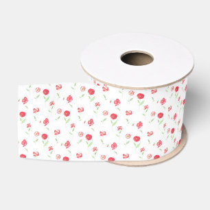 Wild poppies pattern grosgrain ribbon
