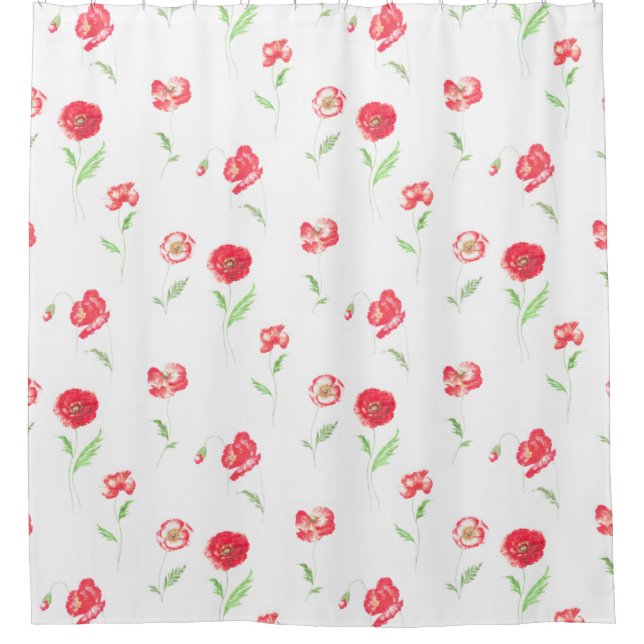Wild poppies pattern shower curtain (Front)