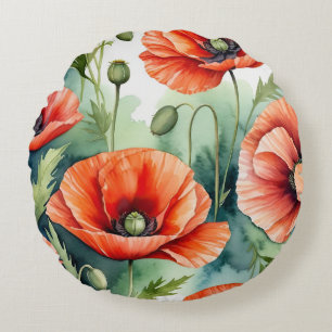 Wild Poppies Round Cushion