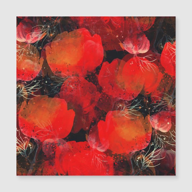 Wild Poppies Watercolor Digital Drawing (Front)