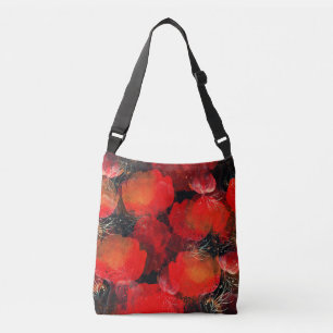 Wild Poppies Watercolor Digital Drawing Crossbody Bag