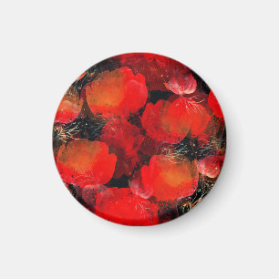 Wild Poppies Watercolor Digital Drawing Magnet