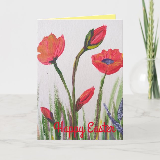 Wild poppy Easter Greetings card (Front)