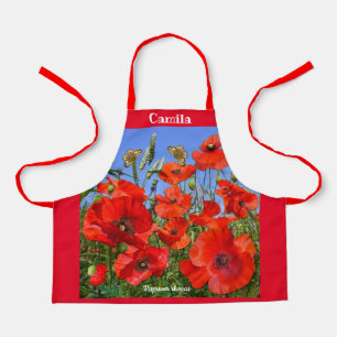 Wild Poppy Field Custom Text Apron