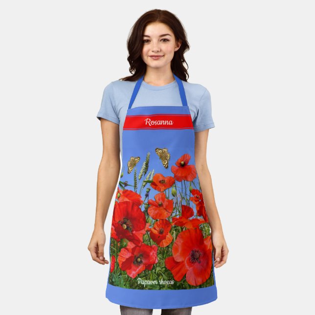 Wild Poppy Field personalised Apron (Worn)