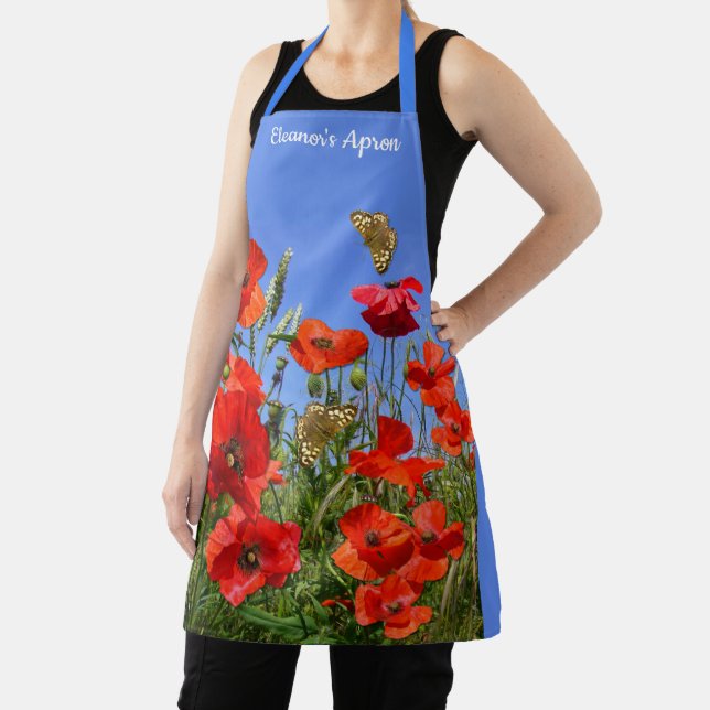 Wild Poppy Field personalised Apron (Insitu)