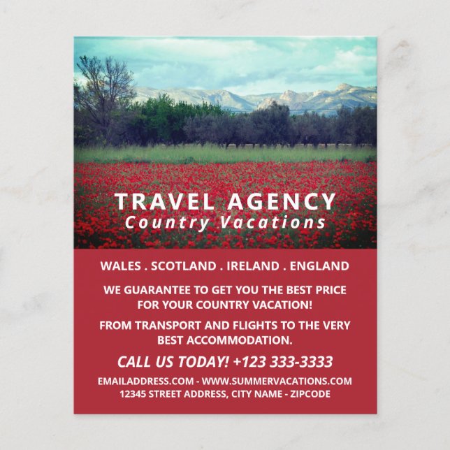 Wild Poppy Field, Travel Agency Advert Flyer (Front)