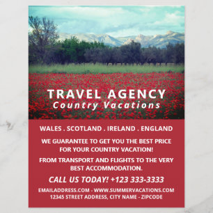 Wild Poppy Field, Travel Agency Advertising Flyer
