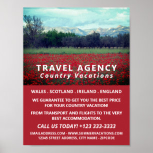 Wild Poppy Field, Travel Agency Advertising Poster