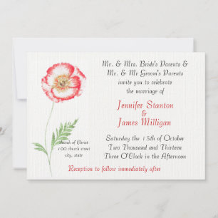 Wild poppy flower invitation
