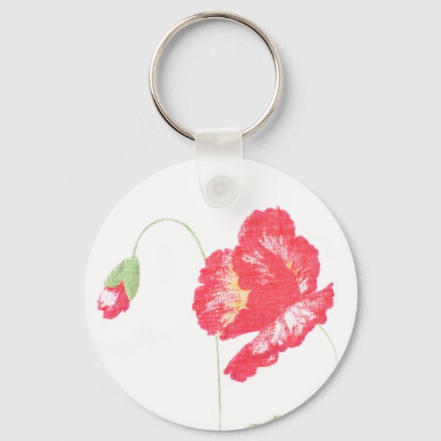Wild poppy flower key ring (Front)