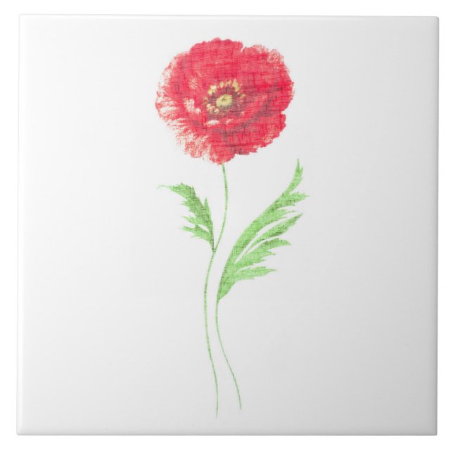 Wild poppy flower tile (Front)