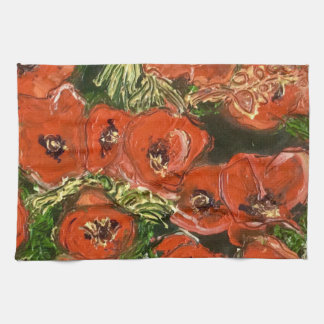 Wild Poppy tea towel