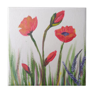 Wild poppy tile