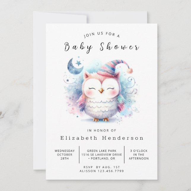 Wild Printable Owl Baby Shower Invitation (Front)