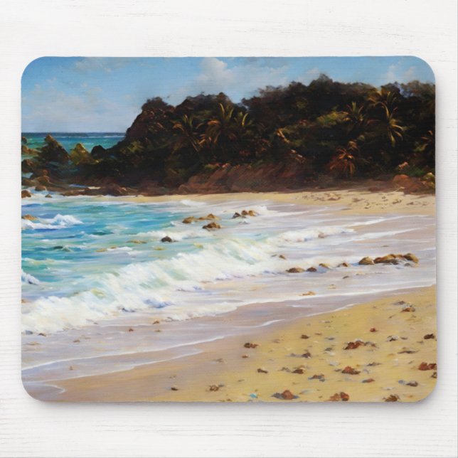 Wild Private Beach Scene Whimsical Art  Mouse Mat (Front)