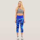 Wild Psychedelic Blue Snowflake Fractal Starburst Capri Leggings<br><div class="desc">These fun capri leggings are bright, colourful, and full of fun. They feature a fractal starburst pattern in shades of blue. A fractal is actually a pattern based on a series of mathematical equations, this particular one is from the Mandelbrot set, but it has a decidedly retro feel with a...</div>