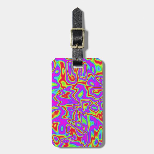 Wild Psychedelic Liquid Colours Luggage Tag (Front Vertical)