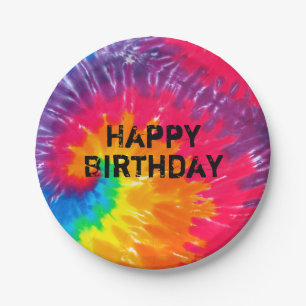 wild psychedelic tie dye abstract pattern paper plate