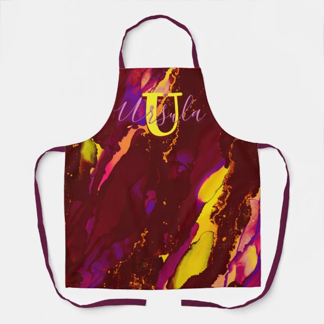 Wild Purple and Fuscia Alcohol Ink Apron (Front)