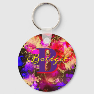 Wild Purple and Fuscia Alcohol Ink Key Ring