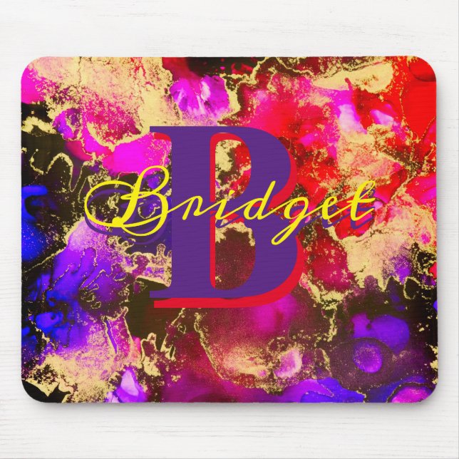 Wild Purple and Fuscia Alcohol Ink Mouse Mat (Front)
