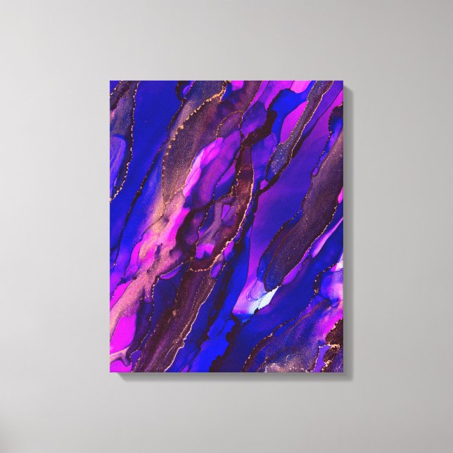 Wild Purple and Gold Alcohol Ink Painting Canvas Print (Front)