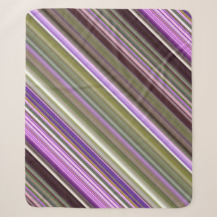 Wild Purple Asters Purple and Green Stripe Sherpa Blanket