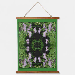 Wild Purple Bee Balm Abstract Hanging Tapestry
