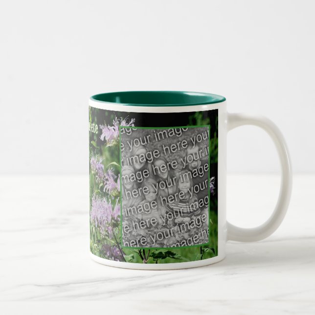 Wild Purple Bee Balm Frame Add Your Photo Two-Tone Coffee Mug (Right)