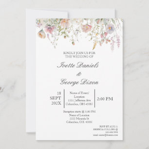 Wild Purple flower wedding invitation 